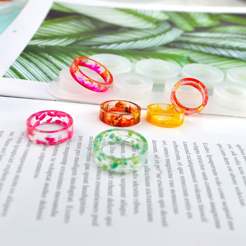 Glitter Assorted Rings Crystal Epoxy Resin Mold Jewerly Ring Silicone Mould DIY Crafts Casting Tools