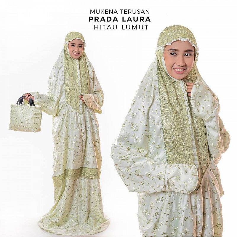 mukena sutra bordir terusan prada laura