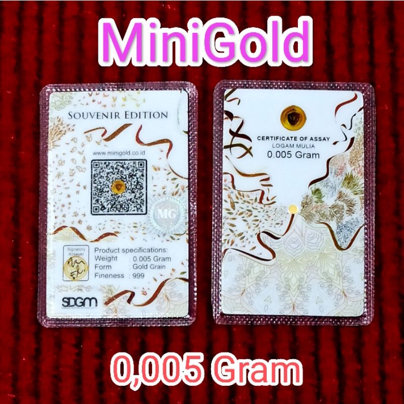 MiniGold Souvenir 0.005 0,005 Gram Emas Mini Logam Mulia 24 Karat