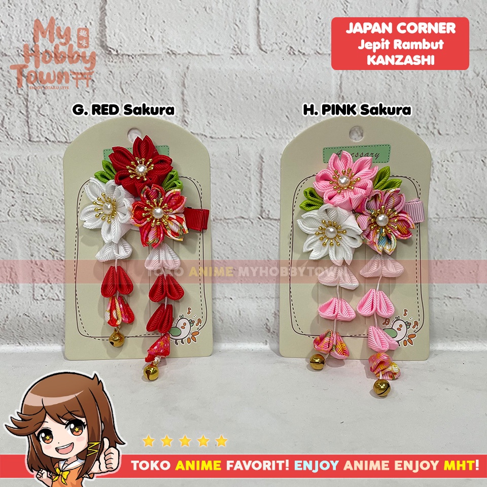 Kanzashi Jepit Rambut Hiasan Bunga Jepang Sakura Hairpin