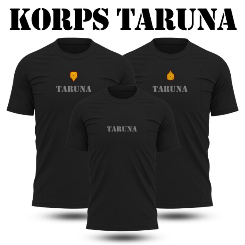 Baju Kaos Korps Taruna Pelayaran Perhubungan Penerbangan Akmil Akpol AAU AAL Bahan Dryfit Hitam Prem