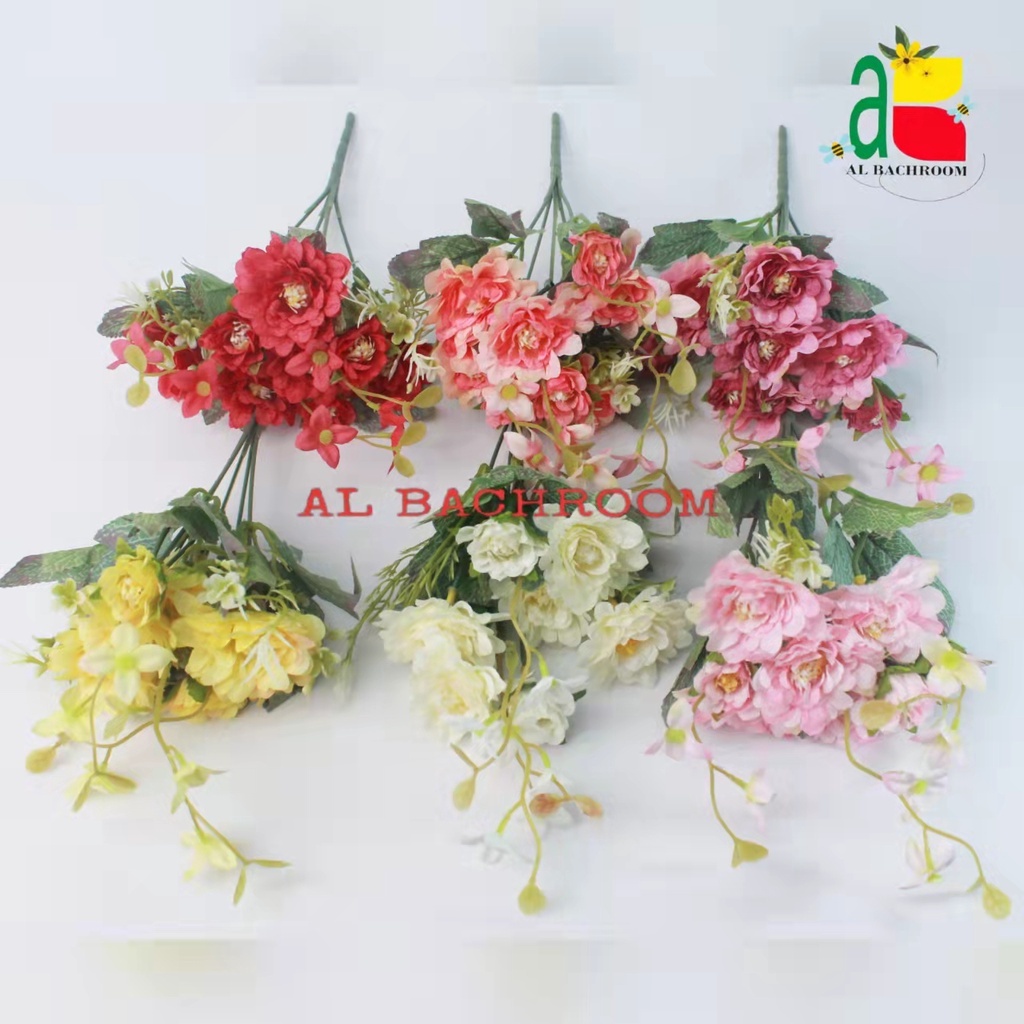 BUNGA PLASTIK PEONY CINA B8163 BUNGA ARTIFICIAL DEKORASI WEDDING RUMAH