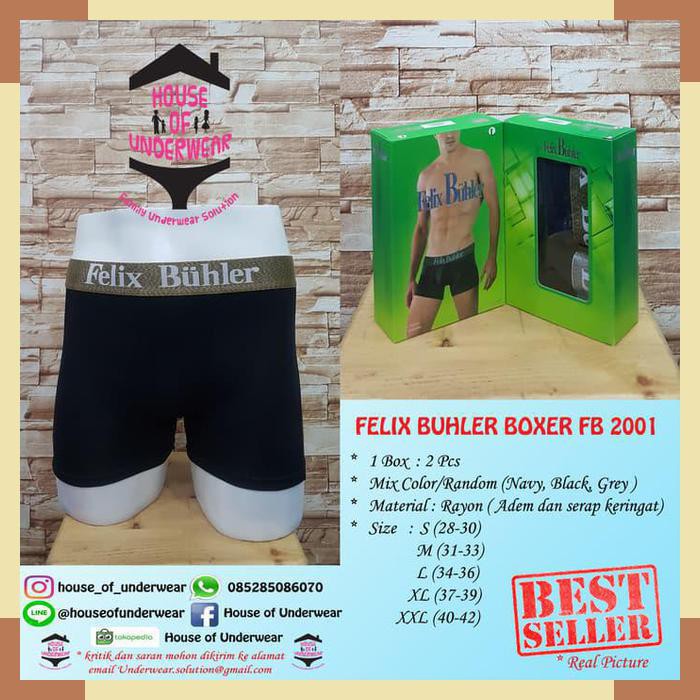 Populer CELANA DALAM PRIA FELIX BUHLER BOXER FB-2001 ISI 2 - MIX DUA WARNA- S