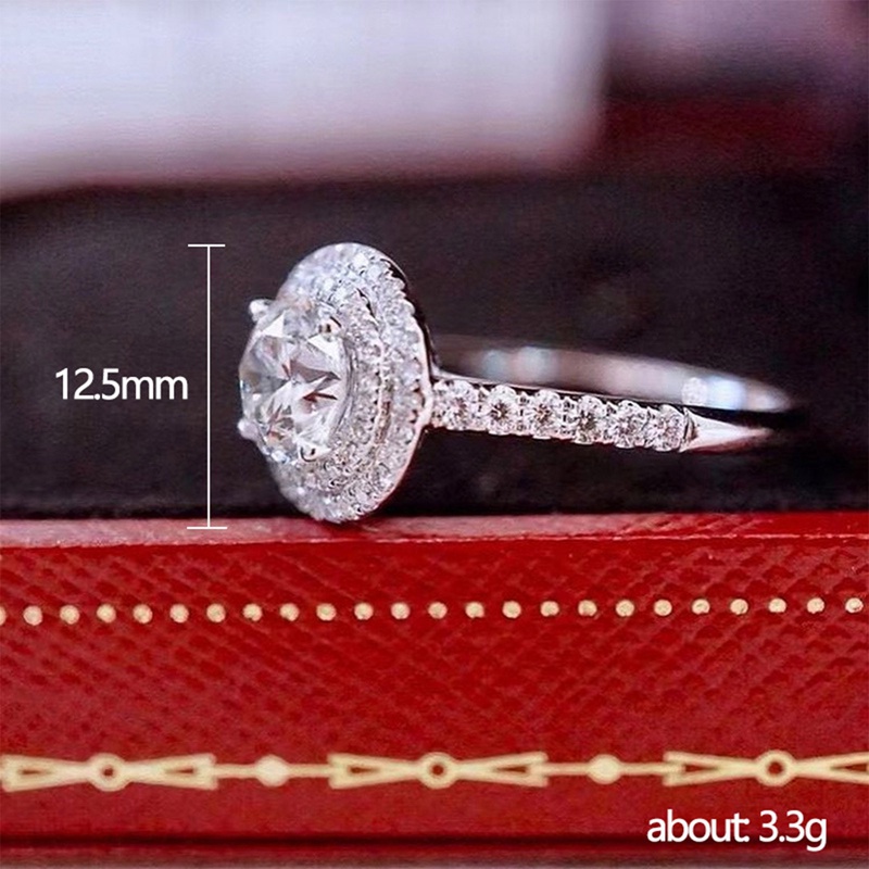 Cincin Bentuk Bulat Bahan Cubic Zirconia Gaya Klasik Untuk Wanita