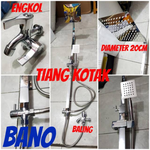 Paket shower tiang set coulomn stainless minimalis bano + kran cabang