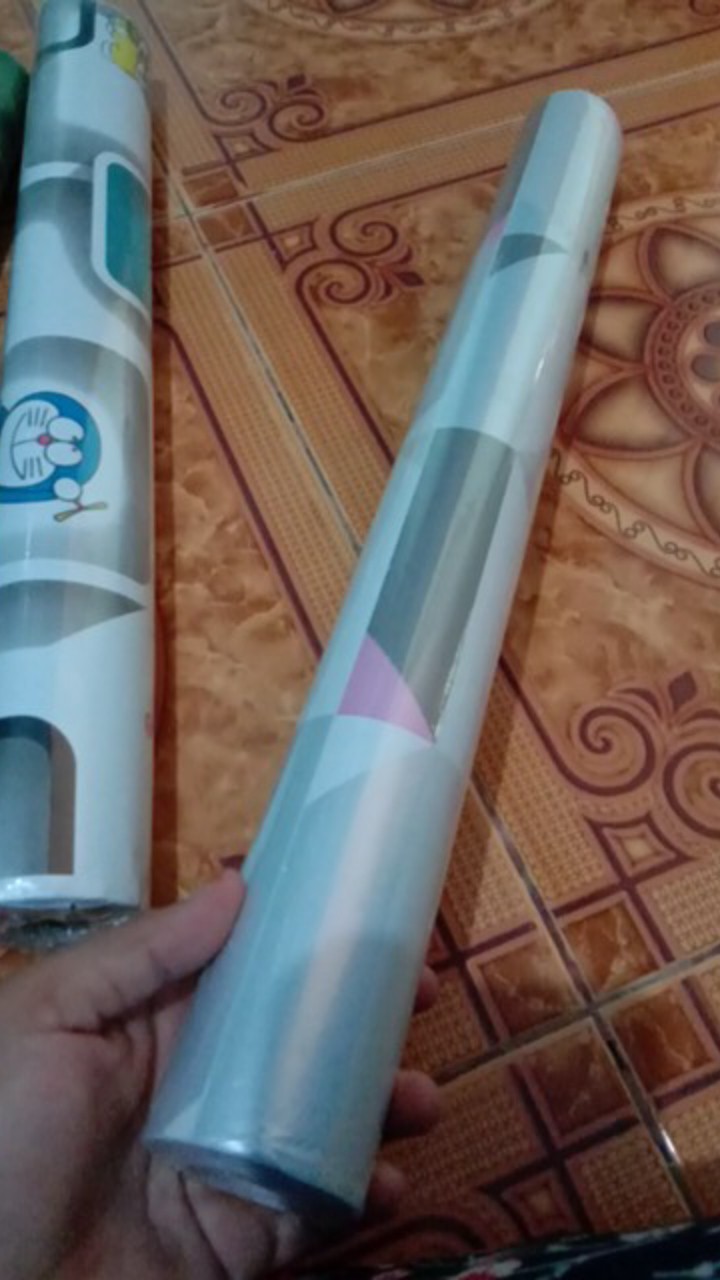 Wallpaper Sticker Segitiga Pink Abu