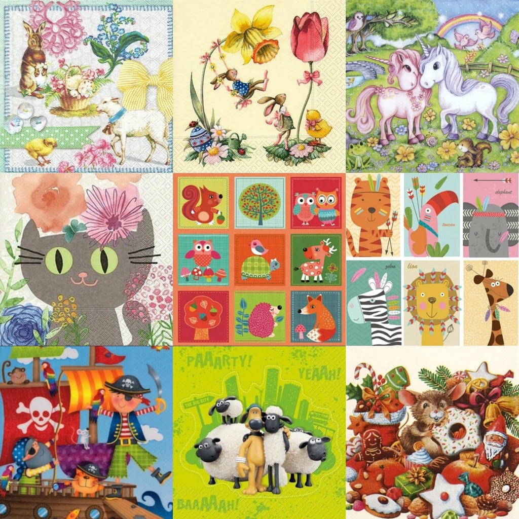 TISU NAPKIN DECOUPAGE EROPAH – Cartoon Motif K