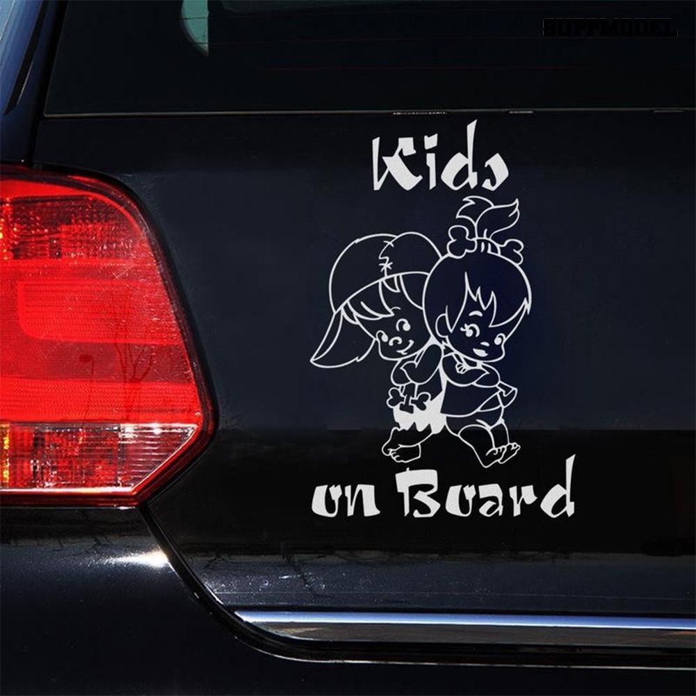 Stiker Decal Motif Tulisan Kids on Board Ukuran 12.5x19cm Untuk Dekorasi Jendela / Body Mobil