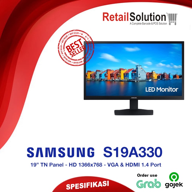 Monitor TN HD HDMI VGA - SAMSUNG S19A330 / S19A330NHE Garansi Resmi