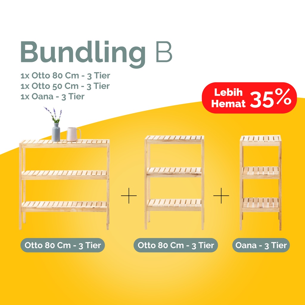 UP SPACE Paket Rak Serba Guna Otto Oana B / Rak Kayu / Rak Susun / Rak Multifungsi / Wooden Shelf / 