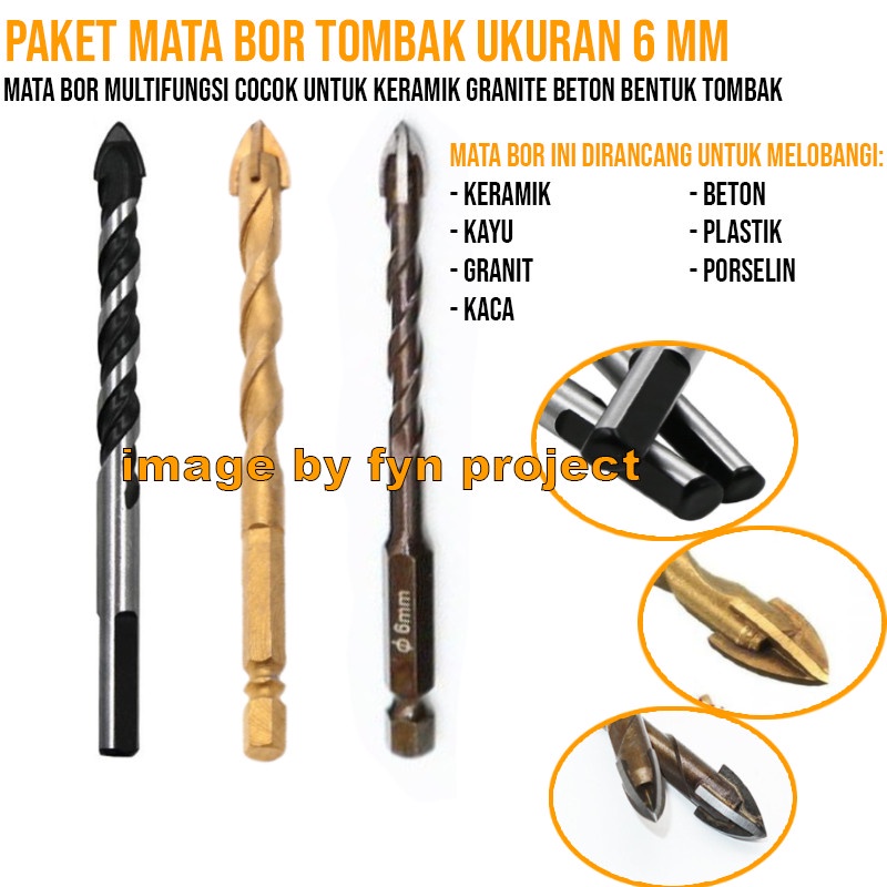 paket mata bor multifungsi untuk keramik granite beton bentuk tombak