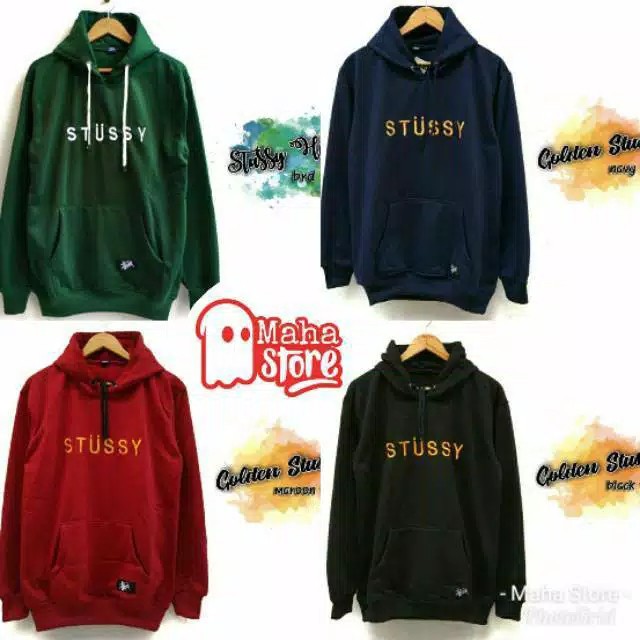 Bisa (COD) Jaket Sweater Stusy Hoodie STUSSY Boardir Polos Premium Bahan Teball