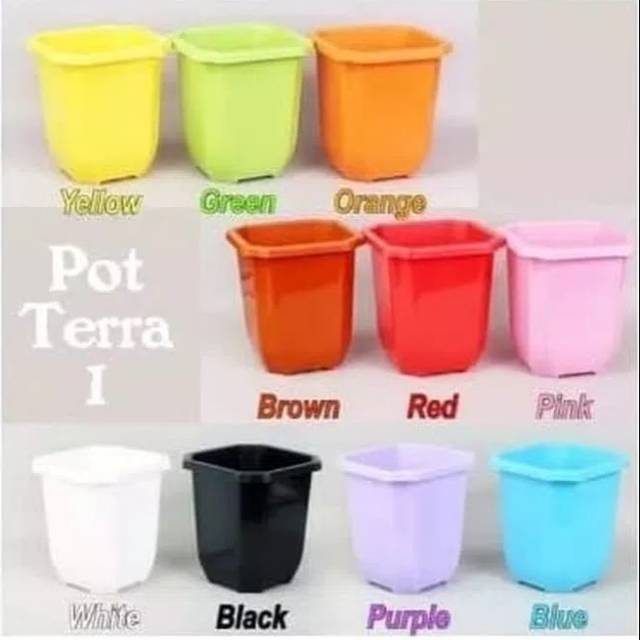 Pot bunga terra kotak warna warni 16,5cm TERA