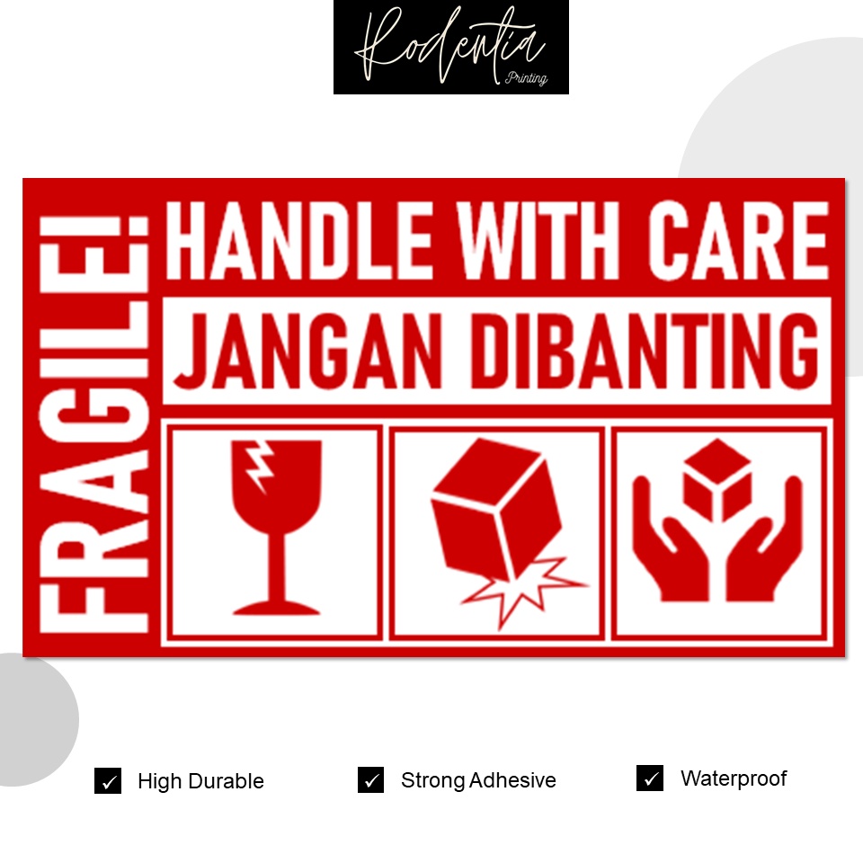 

Sticker Fragile Untuk Pengemasan Barang Pecah Belah Ukuran Kecil 5 x 8.5 cm