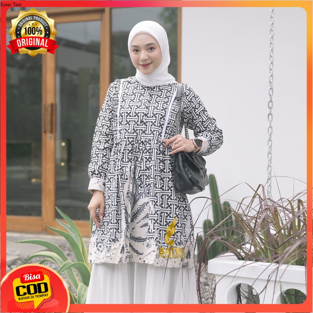 TUNIK MOTIF WATI ATASAN BATIK WANITA LENGAN PANJANG KATUN PRINTING BATIK PRABUSENO ORIGINAL