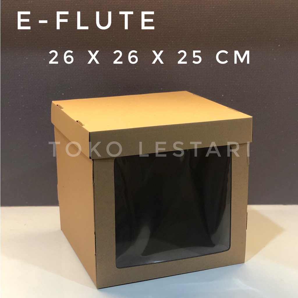 

Box Kardus E-Flute Dus Kotak Box Tart Cake Tinggi 26x26x25 cm Dus Kue Tart Ulang Tahun Box Hampers dll