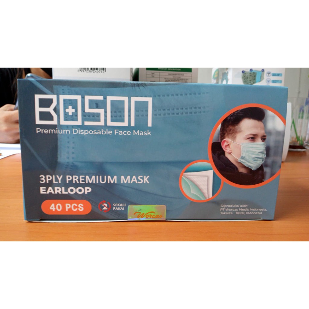 BOSON - Masker Earloop 3 Ply isi 40 pcs Non Medis