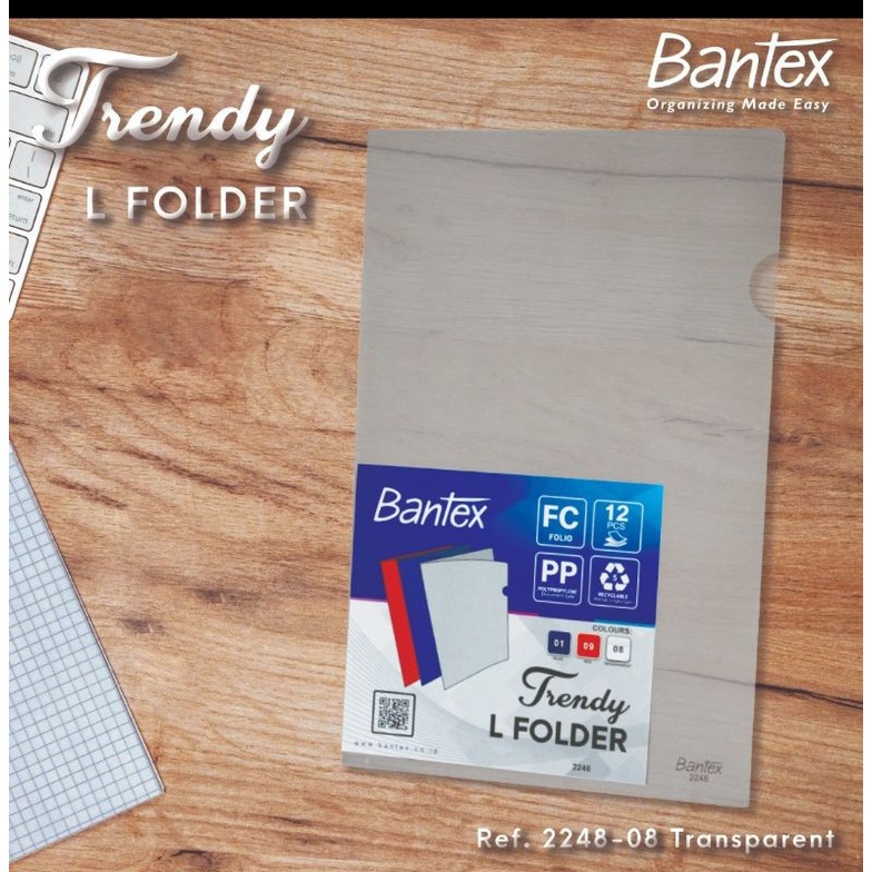 Bantex L Folder Ukuran Folio 2248 - Map Bening Transparan L / clear sleeves