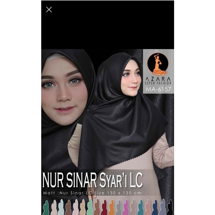 [Bisa COD] LUXURY NUR SINAR SYAR'I LC / Hijab SegiEmpat Glamour Syar'i / Jilbab Glitter Jumbo Syar'i / Ukuran 130x130cm