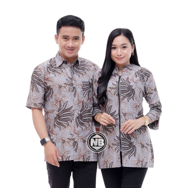 BISA PASANGAN DAN TERPISAH / ATASAN BATIK PRIA WANITA / BATIK KERJA / BATIK TERBARU / BATIK TERLARIS MOTIF PARI ABU PRIA &amp; WANITA
