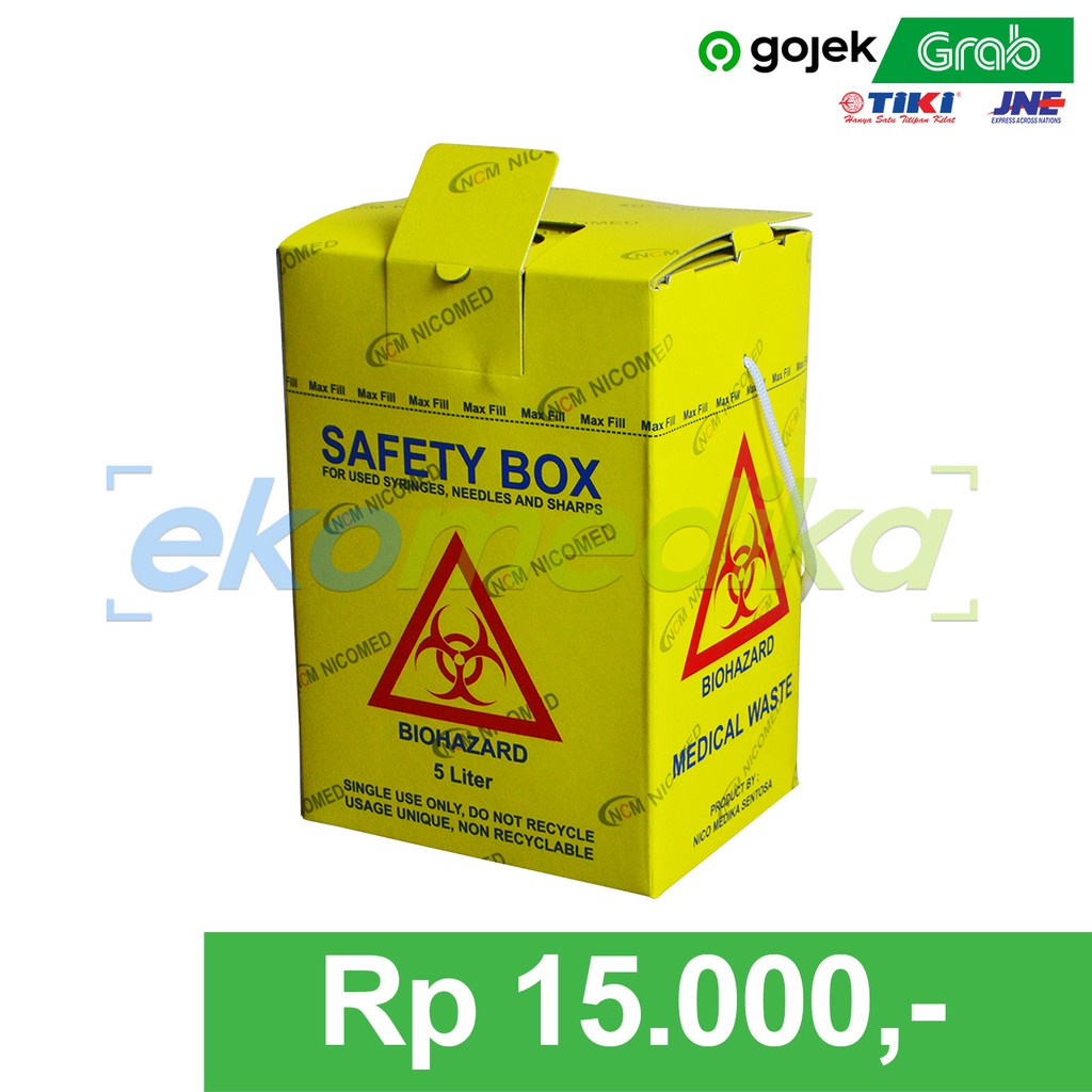 Jual Safety Box Medis 5 Liter Biohazard NCM Kotak Sampah Medis