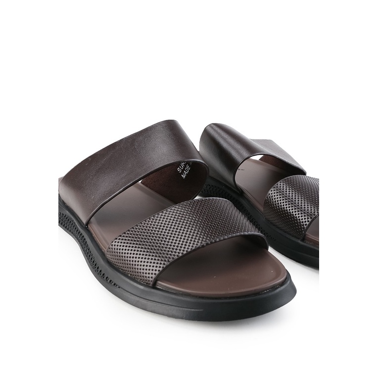 SANDAL CASUAL JIM JOKER PRIA ORIGINAL SLIDE KULIT BRANDED COKLAT JJ39