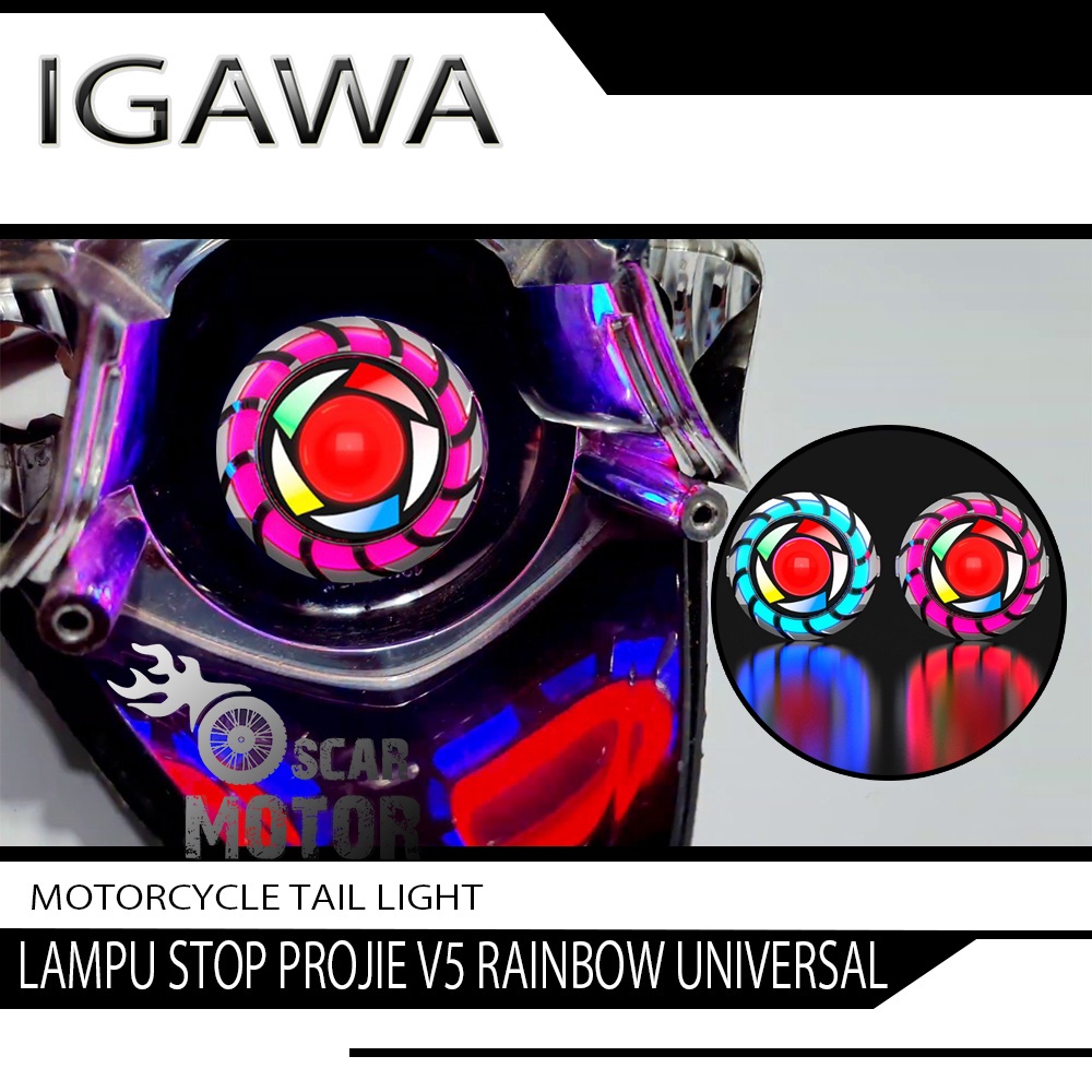 Lampu Stop Rem Projie Stoplamp Belakang Rainbow 2 In Arus ACDC Flash Running Spiral Motor Universal motor