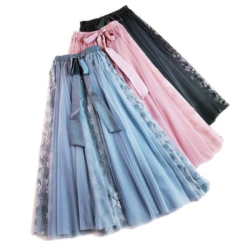 COD 4 Color Rok Tutu Aksen Renda korean Long skirt Rok COD 4 Color Rok Tutu Aksen Renda korean Long skirt Rok