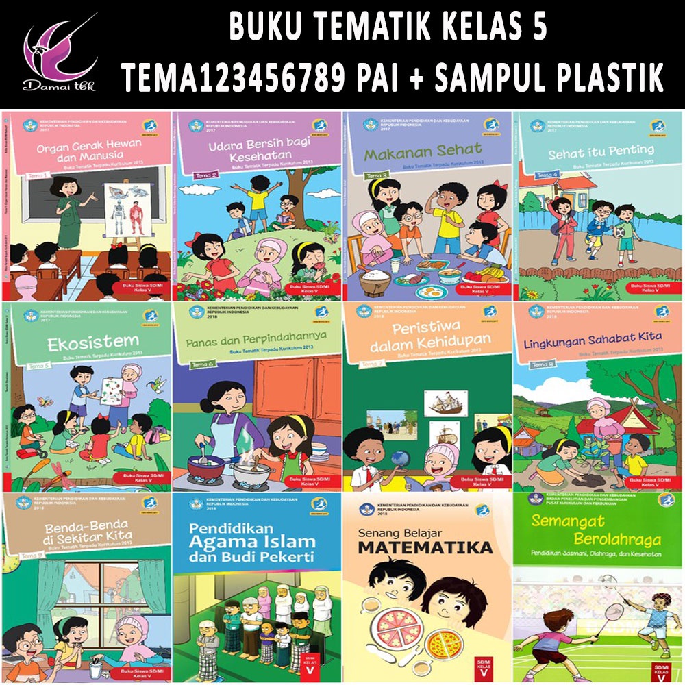 Buku Tematik Kelas 5 SD Tema 123456789 PAI + Sampul Plastik