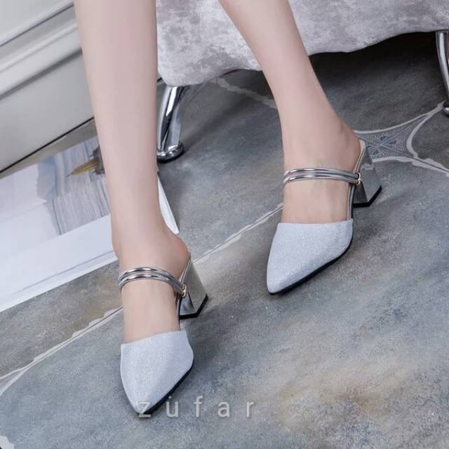 Diskon Bombastis cuci gudang Faeza Pump Heels/Sandal Selop Bahan Glitter