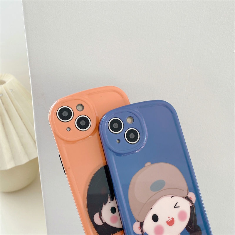 Case Lensa Bulat Motif Kartun Perempuan Untuk iphone 12 13 11 Pro Max X Xs Max Xr Fih8