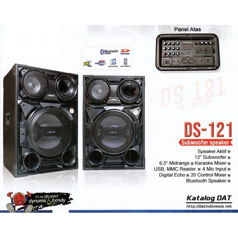 speaker aktif DAT 12"x2 DS121 / DS 121 bluetooth (via jne cargo)