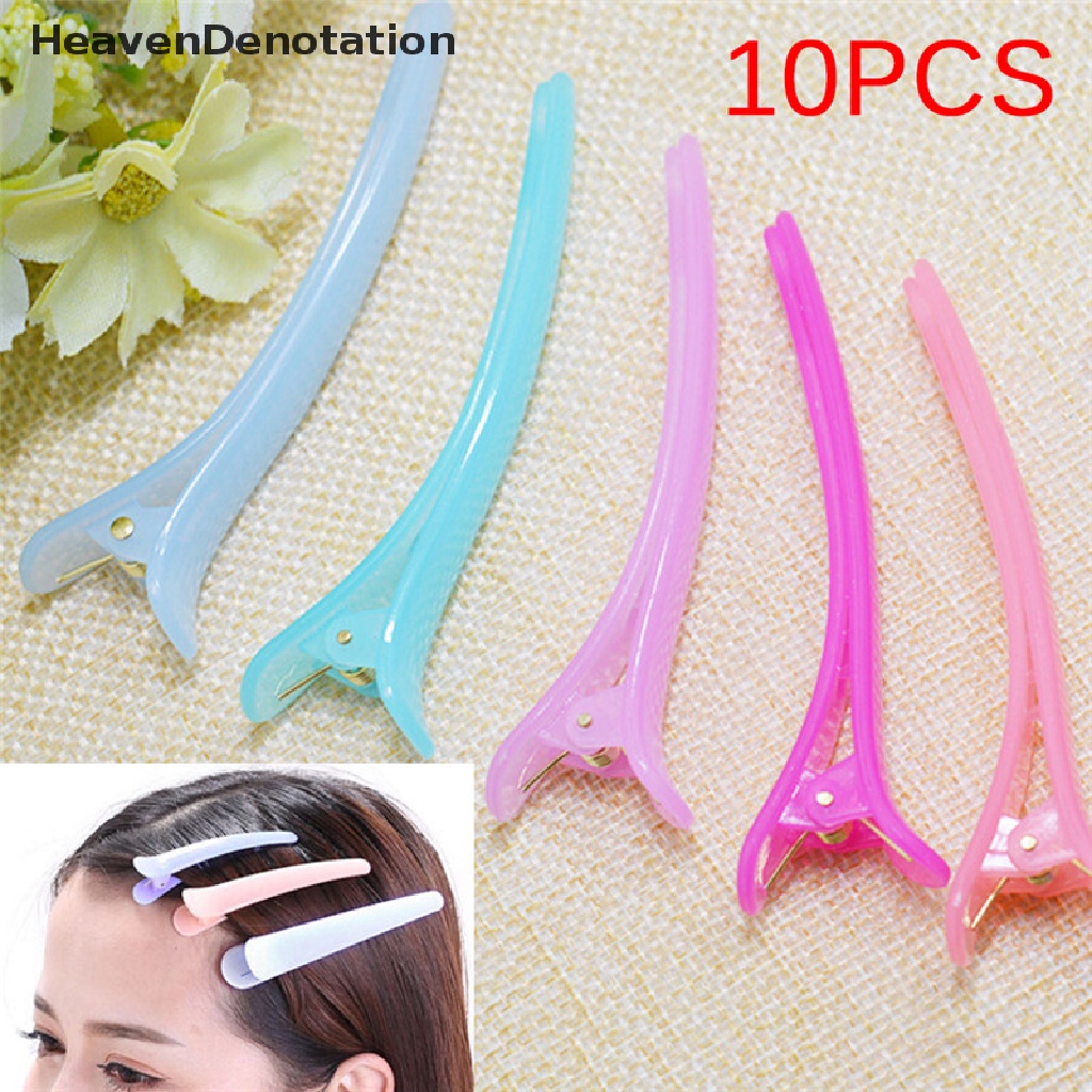 (Heavendenotation) 10pcs Jepit Rambut Buaya Bahan Plastik Warna Campur Untuk Anak Perempuan Diy