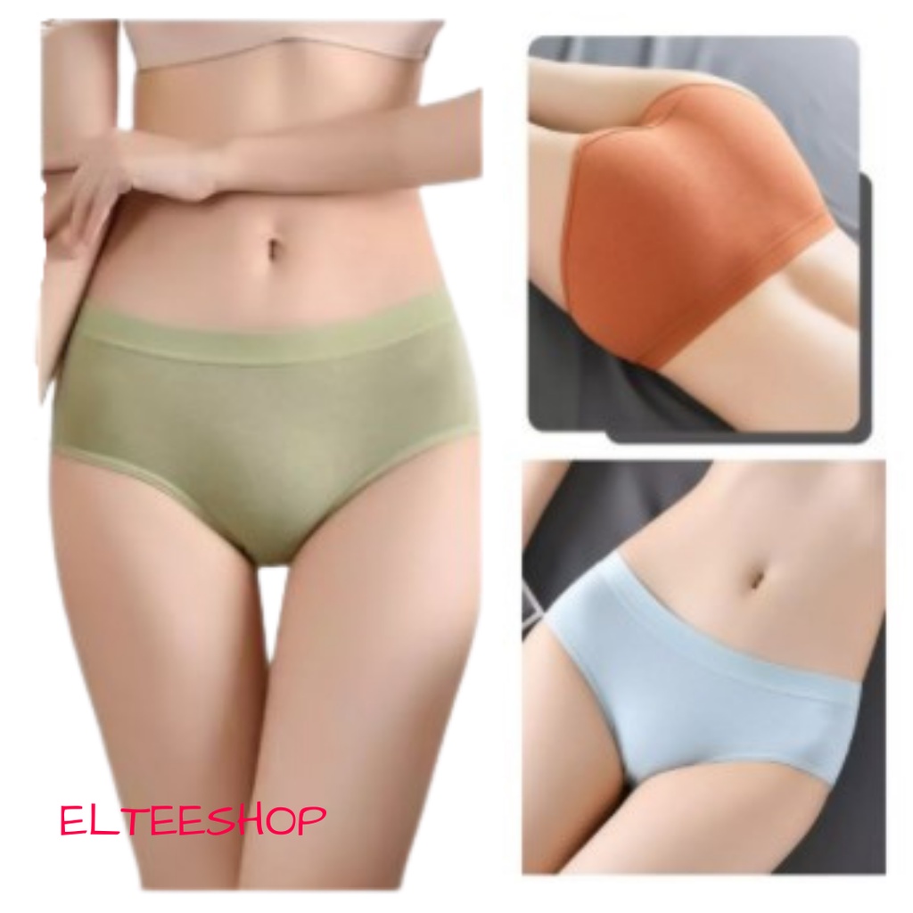 Celana Dalam Wanita Import Mid Waist Cd Polos Bahan Katun Adem Undies Premium – A06