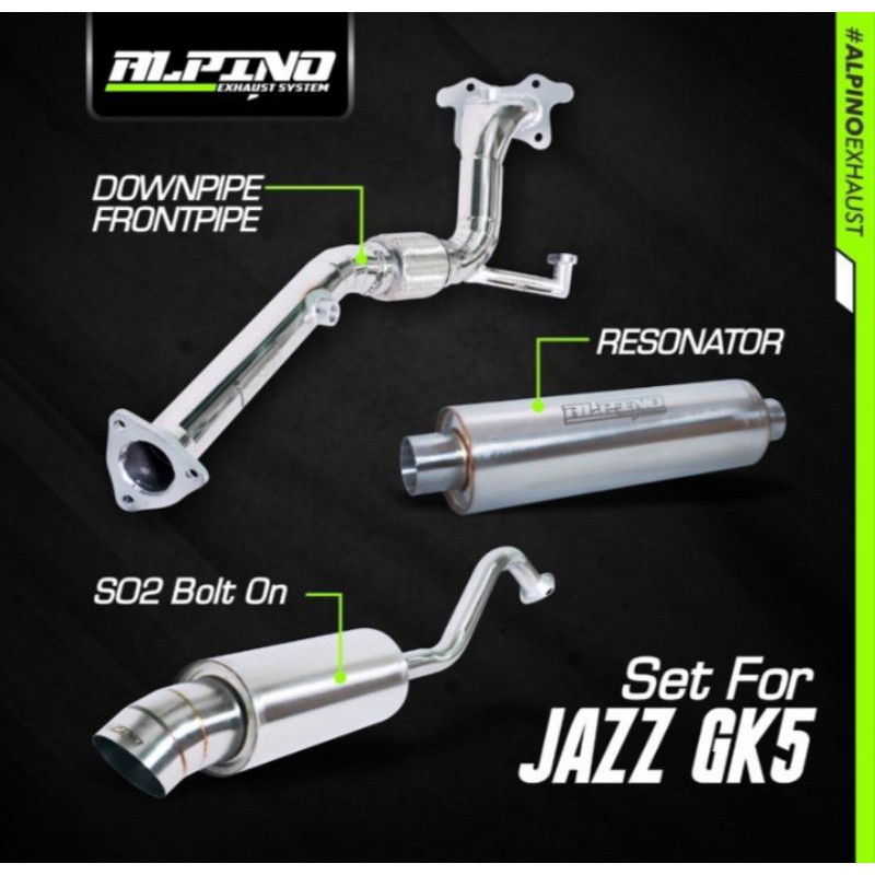 knalpot racing mobil merk alpino exhaust fullset untuk Honda jazz GK5