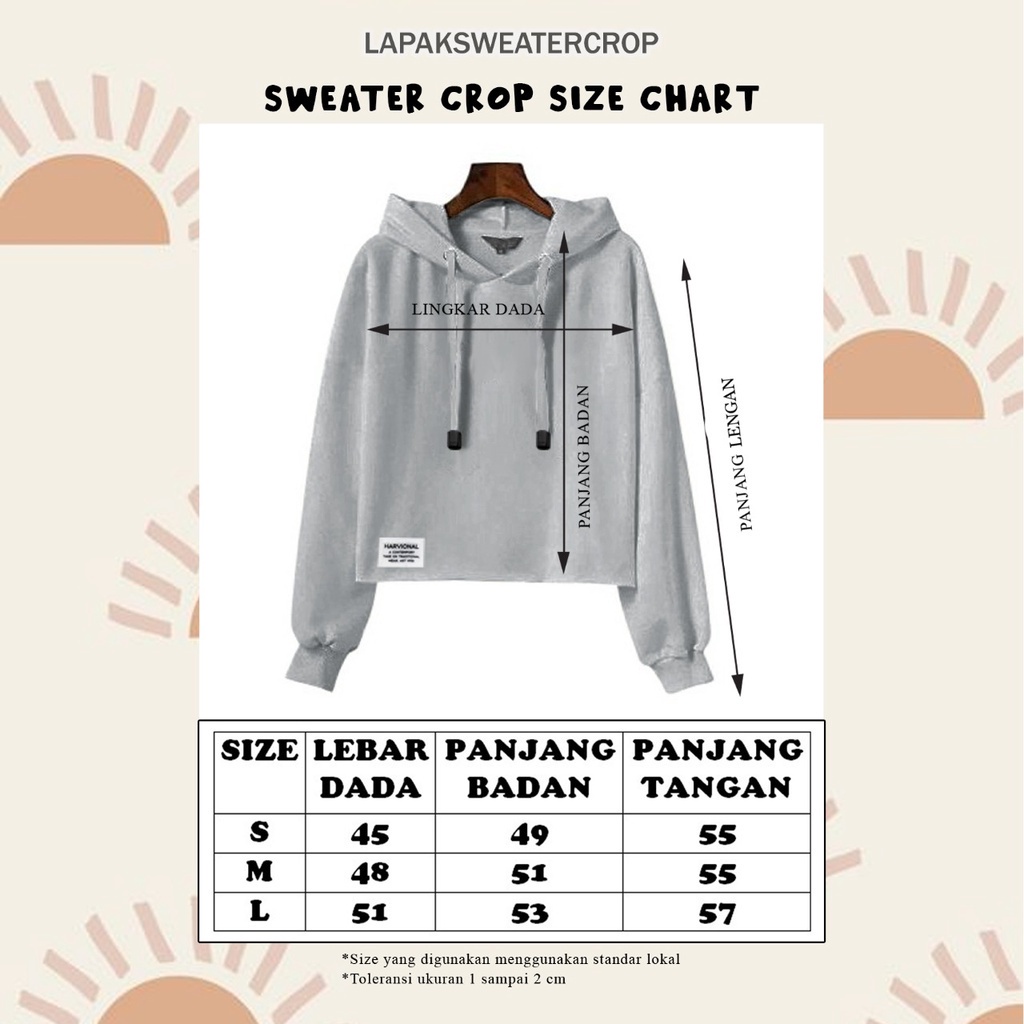 SWEATER CROP HOODIE BAKA BAHAN FRENCHTERRY TERLARIS