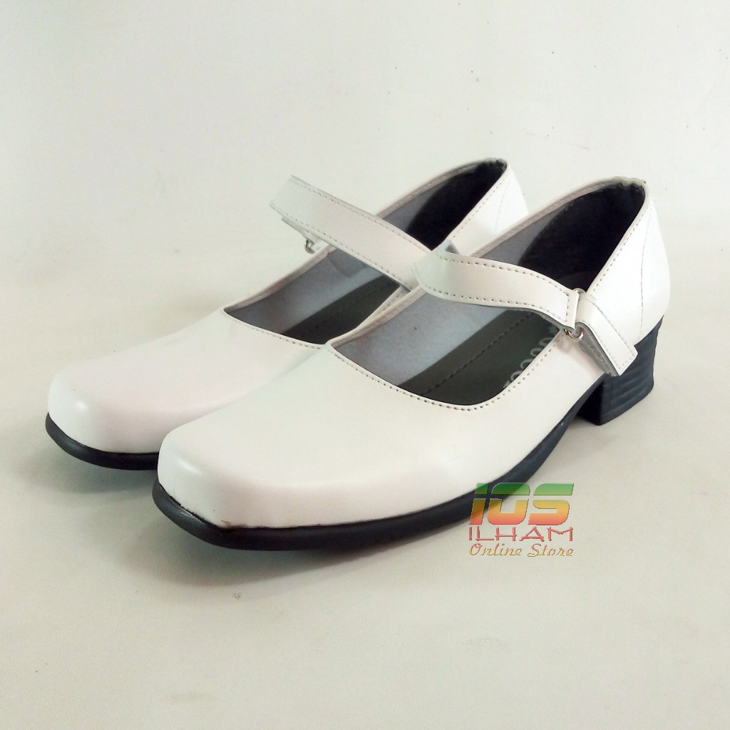 Guci PO1 Putih Sepatu Pantofel Paskibraka Perawat Hak 3cm Size 36-41