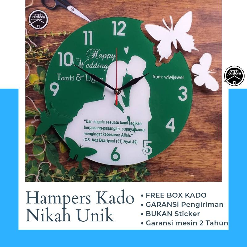 Hampers Kado Nikah Unik Jam Dinding Akrilik Custom FREE BOX PACKAGING EXCLUSIVE