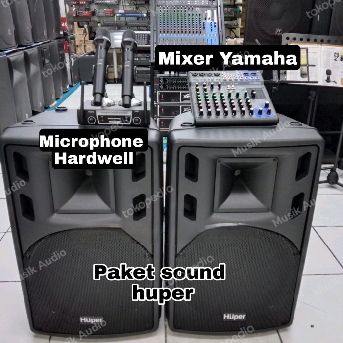 Paket Sound system Outdoor Indoor cafe rapat Huper 15inch Mixer Yamaha