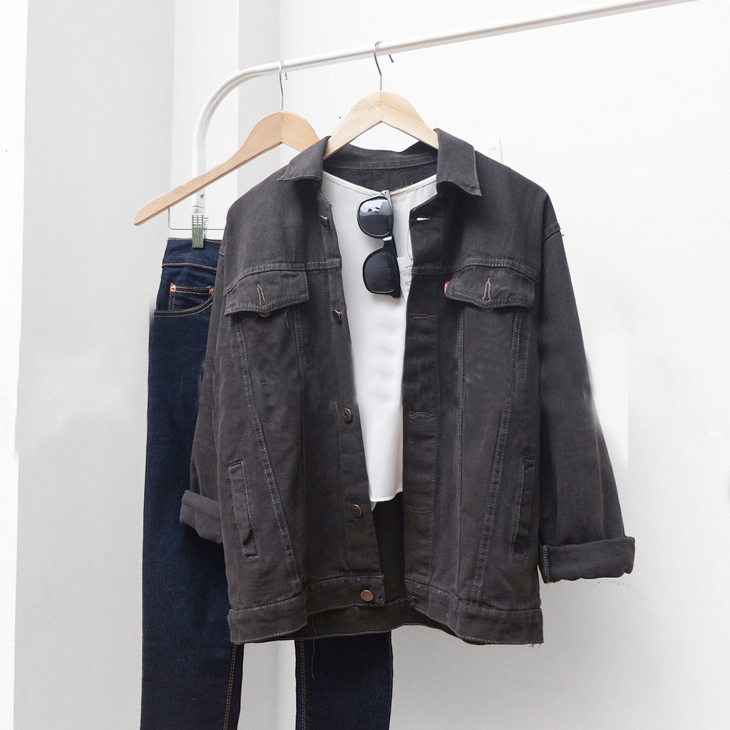 Jaket levis Abu Pria/Jaket Pria Tebal/jaket Jeans/Jaket/Levis/Jaket Tebal/jaket Lokal/Abu-abu/Pria