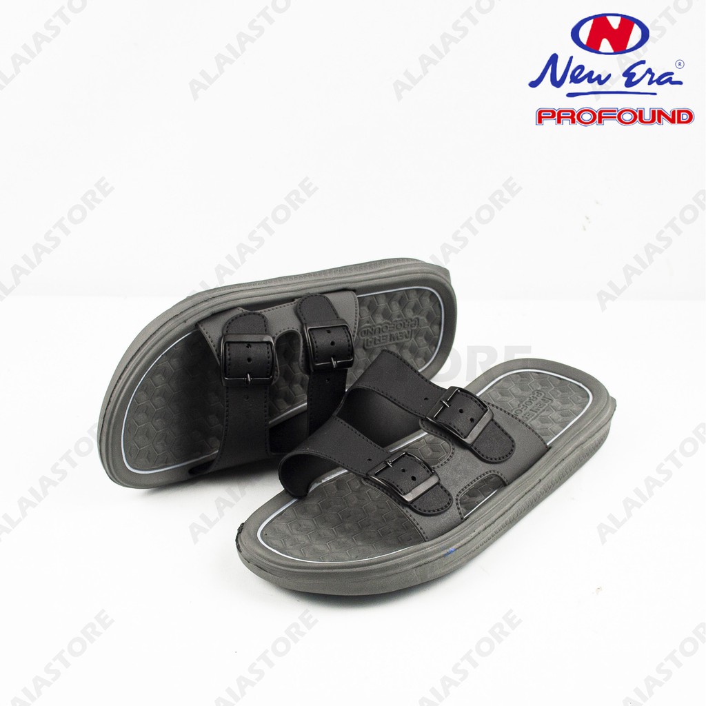 Sandal slop pria new era / sandal slop karet ban 2 - New Era MB E5018 (39-43) / sandal slop cowok-Abu