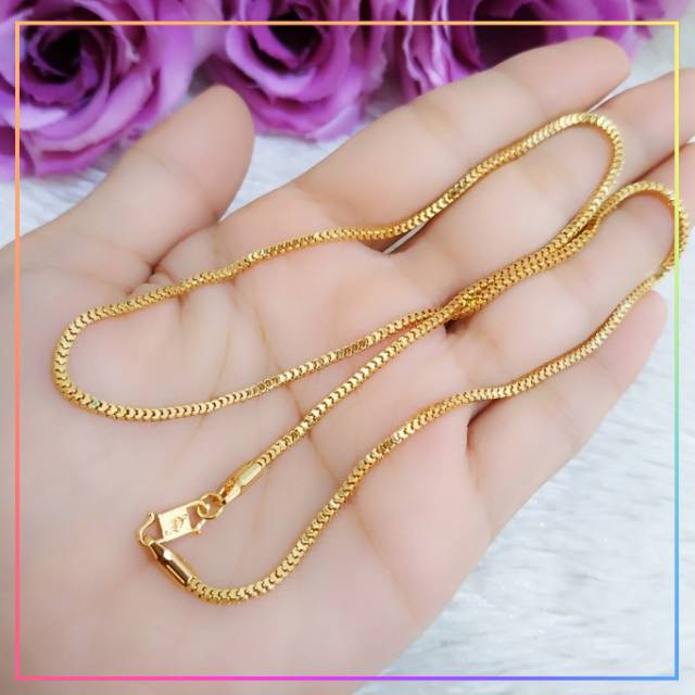 Milano polos kalung wanita tanpa liontin dewasa perhiasan lapis emas gold C164