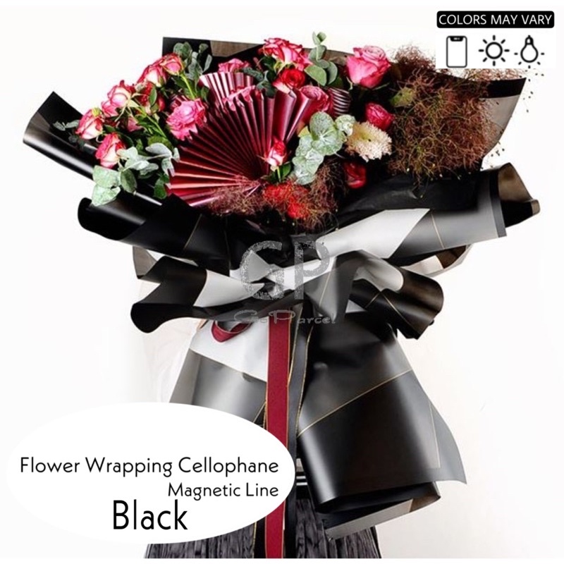 ( 5 Lembar ) MAGNETIC LINE - FLOWER WRAPPING PAPER KOREAN PLASTIC CELLOPHANE KERTAS BUNGA / FLORIST/ BUKET BUNGA / KARANGAN RANGKAIAN BUNGA