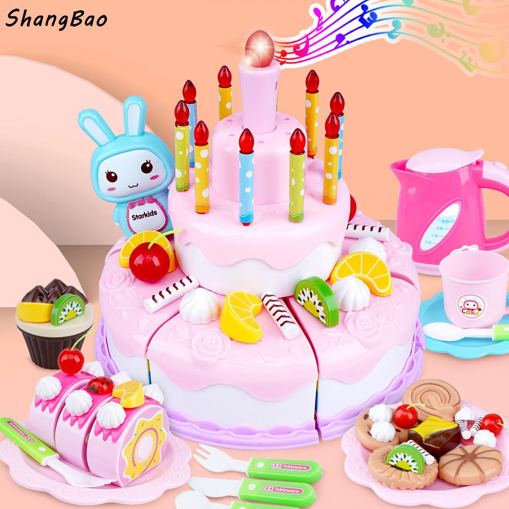 Anak Anak Dapat Memotong Mainan Kue Ulang Tahun Buah Buahan Dan Sayuran Baby Cut Happy Girl Play House Boy Kitchen Set Shopee Indonesia