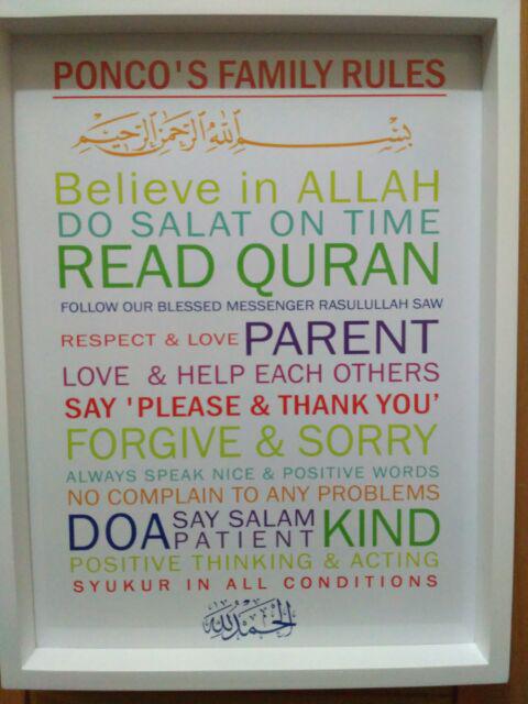 Hiasan Dinding Wooden Frame Custom Family Rules Uk 30x40