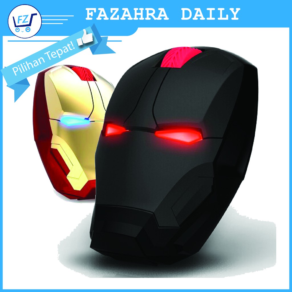 TaffWare Mouse Wireless Optical Mouse Iron Man Superhero Unik Cocok Untuk Laptop Game