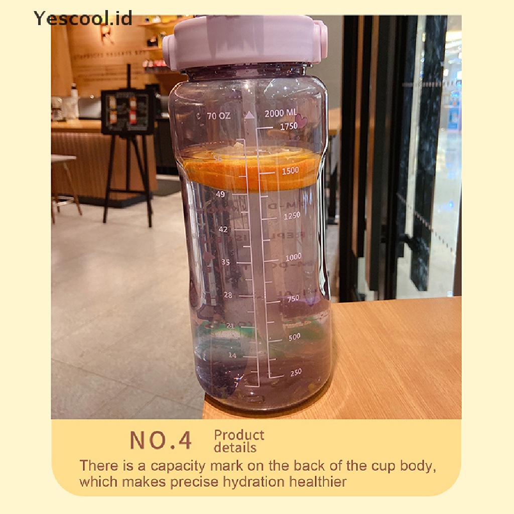 (Yescool) Botol Minum 2L Portable Dengan Sedotan Untuk Olahraga / Fitness / Sepeda