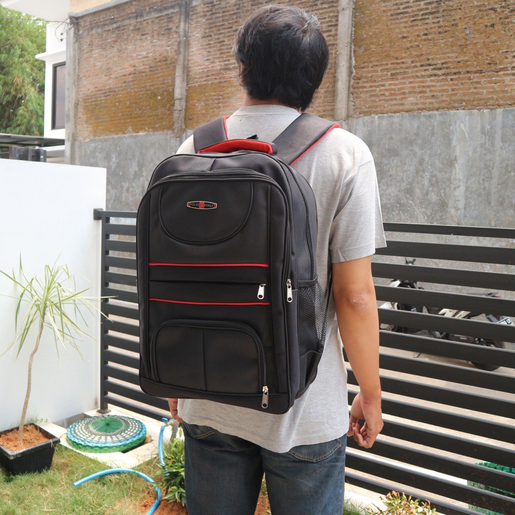 Tas Ransel Backpack Polo Kerja Sekolah Laptop Kantor Pria Cowok Besar Murah Hitam Elegan Mewah