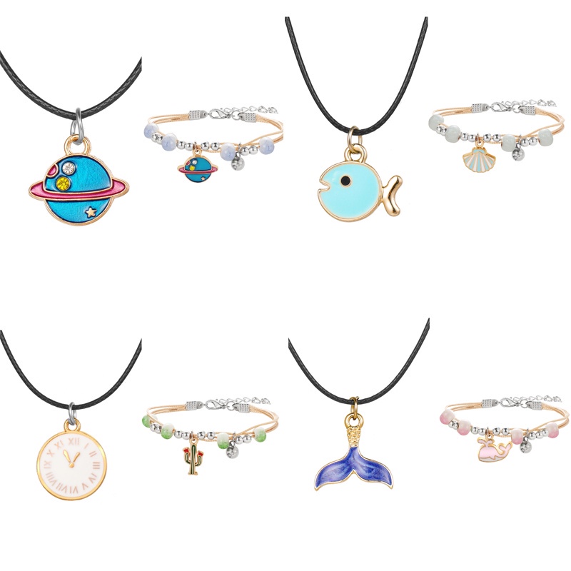 Set Kalung Gelang Desain Mermaid Butterfly Universe Gaya Korea Untuk Wanita