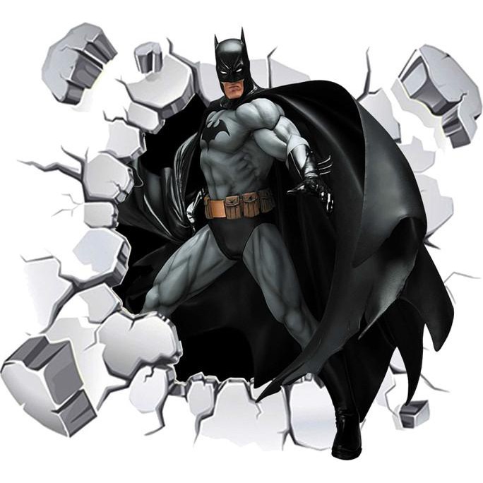 Stiker Dinding Wall Sticker 3D Batman Superhero DC